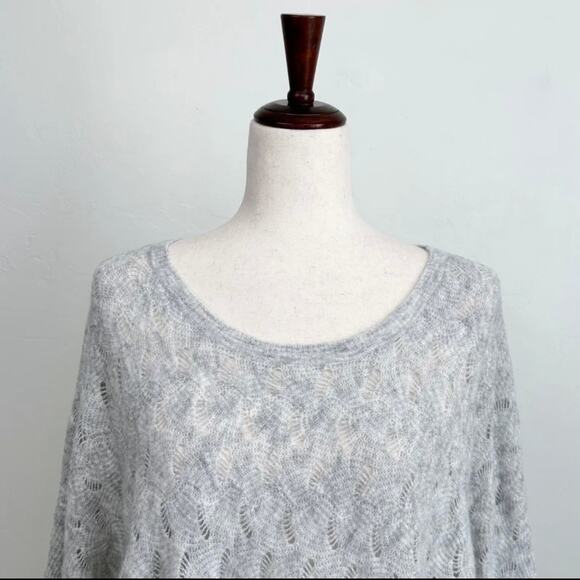 Express Pointelle Knit Grey Dolman Sleeve Sweater - Picture 4 of 10